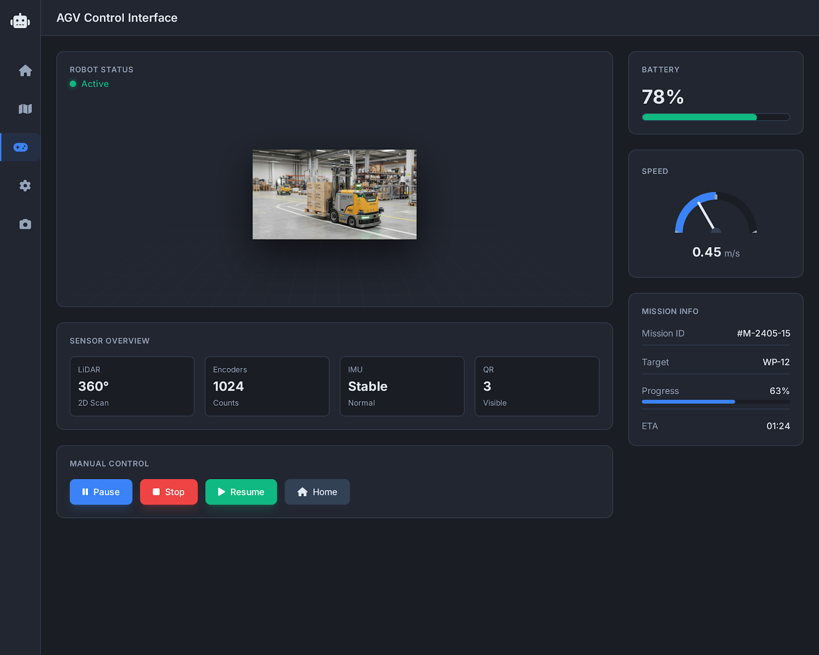 Autonomous AGV Mapping System project interface